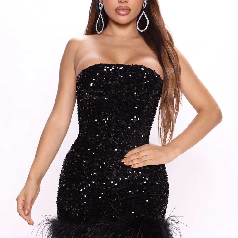 Fashion Nova - Solenne Sequin Mini Dress - Black XL NWT